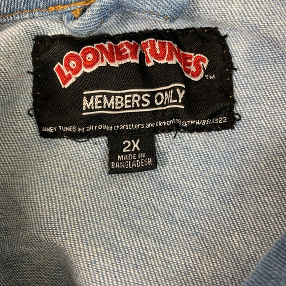 Looney Tunes Adult's Members Only Jean Jacket Sylvester tweety bird cropped 2X - Picture 11 of 16